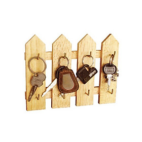 45231 |Hàng rào treo chìa khóa thẻ nhân viên kính khẩu trang, 4 thanh 8 móc treo  Gỗ Đức Thành