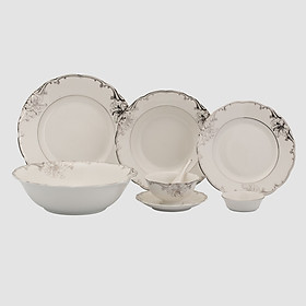 Bộ bàn ăn Đài Các trang trí bạch kim 30266 30sp