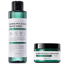 Bộ Dưỡng Da Ngăn Ngừa Mụn Nước Hoa Hồng Và Kem Dưỡng Some By Mi AHA BHA PHA 30 days Miracle ( Toner 150ml + Cream 50ml )