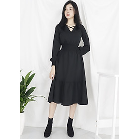 Đầm váy nữ dài tay dáng dài quyến rũ RD058 Màu đen