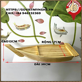 Mua Khay thuyền gỗ trang trí món ăn thuyền gỗ Sushi & Sashimi Nhật Bản - Dài 58cm - Gỗ Thông Tự Nhiên