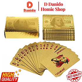 Bộ bài tây PVC mạ vàng 24k cao cấp, Bộ bài Poker mạ vàng chất liệu đàn hồi chống thấm nước - Hàng chính hãng D Danido