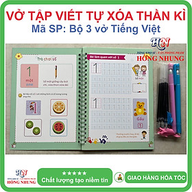 [SALE] SÉT Bộ 3 Vở Tô Màu Tập Viết Tự Xóa Thần Kỳ + tặng kèm vỏ bút, đệm bút và ruột bút