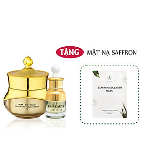 Bộ 2 sản phẩm Trắng Da Ngừa mụn KN Beauty chuyên sâu: Kem dưỡng 25g + Serum 30ml (Quà Tặng Mặt Nạ)