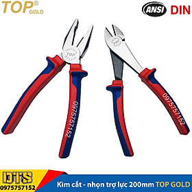 Bộ 2 kìm điện - cắt trợ lực chuyên nghiệp TOP GOLD 200mm, thép Hi