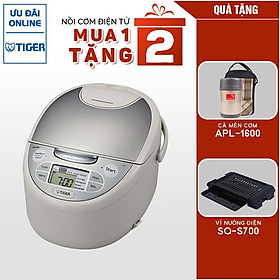 Nồi cơm điện tử Tiger JAX-S18W (1.8L) Tặng 1 Hộp cơm giữ nhiệt Apollo APL-1600 và 1 Vỉ nướng điện Tiger Queen SQ-S700 - Hàng Chính Hãng