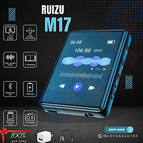 Máy Nghe Nhạc MP3 Bluetooth Mini RUIZU M17, Máy Nghe Nhạc Cầm Tay Cảm Ứng Toàn Màn Hình 16GB 2.4 Inch Có Loa Tích Hợp Máy Nghe Nhạc MP3 HIFI Lossless Máy Ghi Âm Sách Điện Tử Hỗ Trợ Máy Đếm Bước Chân Máy Phát Video Bỏ Túi Nhỏ Hỗ Trợ Thẻ TF - Hàng nhập khẩu
