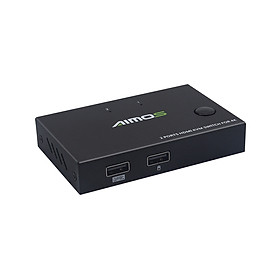 AIMOS HDMI KVM Switcher 4K 2 in 1 out KVM Switcher Keyboard Mouse USB Shared Display Synchronization Controller - Black