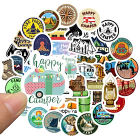 Set 60 Sticker Camping, cắm trại ảnh ép lụa (giao mẫu ngẫu nhiên)