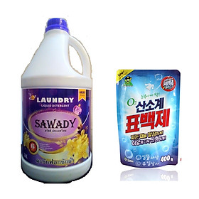 Nước giặt xả 6 in 1 Sawady  3,8L Hương Golden Mimosa tặng gói bột giặt phụ trợ siêu sạch (hàng nhập khẩu)