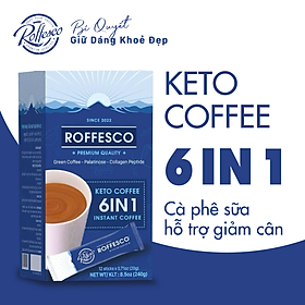 Cà Phê Sữa Dành Cho Người Ăn Kiêng - Keto Coffee 6 in 1 ROFFESCO Hộp 12 Gói 240g