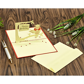 Thiệp 3D
handmade pop-up hình con cú dành tặng sinh nhật size 10x15cm BD014