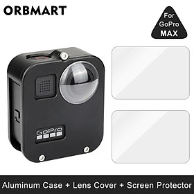 Vỏ bảo vệ hợp kim nhôm cho GoPro Max 360 Kim loại Khung Kim loại Lens Lens che bảo vệ màn hình cho Go Pro Phụ kiện Màu sắc: Đen