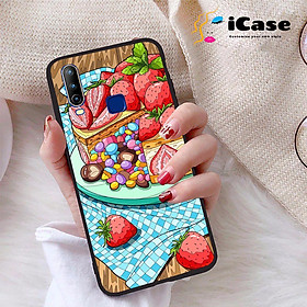 Ốp lưng iCase dành cho Vivo U10 chất liệu viền dẻo lưng cứng nhám TPU có hai lỗ xỏ dây đeo in nổi 4D hình bộ sưu tập Trai cay 01