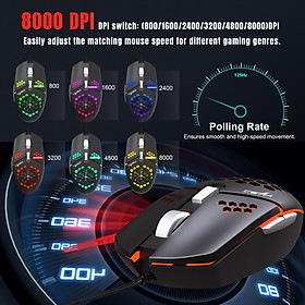 Honeycomb Hollow Mouse with Cooling fan Adjustable Sweatproof Gaming Mouse