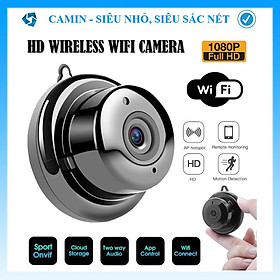 Camera mini wifi IP V380 HD an ninh không dây kết nối với điện thoại, có hồng ngoại quay ban đêm