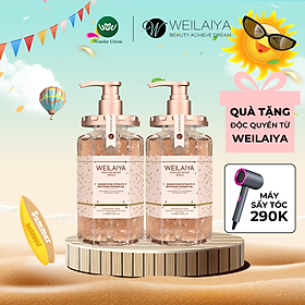 Combo 2 chai sữa tắm trắng da cánh hoa hồng Damask Weilaiya Grand Rose Extracts Whitening Shower Gel 450ml
