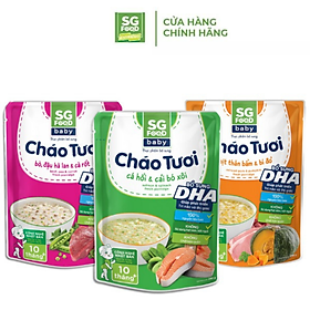 Combo 3 Cháo Tươi Baby SG Food 240G Thịt Bằm, Bò, Cá Hồi