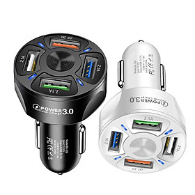  Cốc sạc ô tô, Tẩu sạc nhanh điện thoại tự ngắt thông minh Qualcom 3.0 4 cổng USB 12v-24v mẫu mới cho các xe