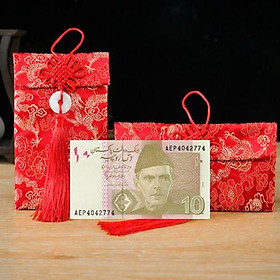 Túi gấm màu hồng loại 10 Pakistan sưu tầm, làm quà tặng