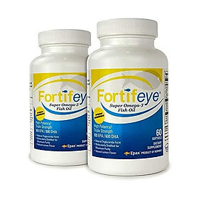 Fortifeye Vitamins Super Omega 3 Fish Oil, Natural Triglyceride Form Omega-3 Supplement, Triple Strength 860 EPA + 580 DHA Per Serving, 60 Softgel Capsules