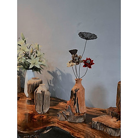 Mua Bình Hoa Gỗ Tự Nhiên  Lọ Hoa Nguyên Khối Cắm Hoa  Decor Trang Trí