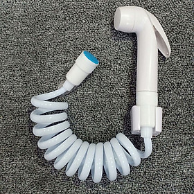 Mua Đầu vòi xịt vệ sinh tăng áp nhựa ABS màu trắng - Dây mềm cho vòi xịt vệ sinh uốn hình lò xo bằng nhựa PU dài 1M  A35-1