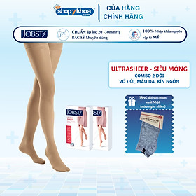 Vớ y khoa đùi silicone JOBST UltraSheer - Siêu mỏng, màu da, kín ngón, 20-30mmHg, giãn tĩnh mạch chân (tất y khoa)