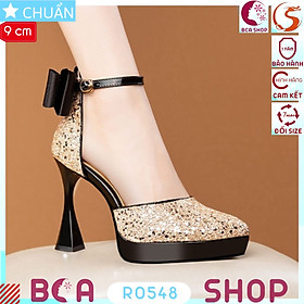 Giày cưới nữ 9p RO548 ROSATA tại BCASHOP có nơ sau và quai cài ôm cổ chân, kiểu dáng sang trọng dành cho những bữa tiệc