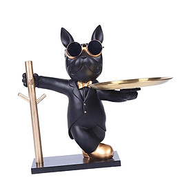 Cute Dog Statue Storage Tray Resin Figurine Sculpture Jewelry Storage Key Holder Candy Dish for Table Living Room Shop Apartment Decoration