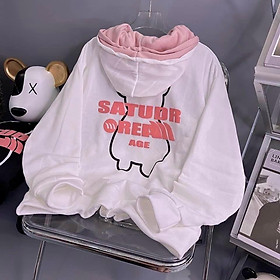 Áo Khoác Hoodie 2 Nón In Gấu SATUDR Kiểu Khóa Zip Kéo Phối 2 Nón Giữ Nhiệt Che Nắng Đa Năng Phong Cách Thời Trang Cá Tín