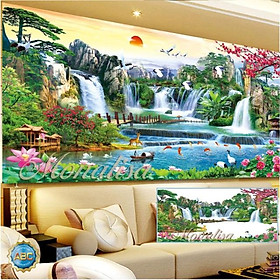 Mua Tranh đính đá phong cảnh Thiên nhiên giao hoà 200x90cm