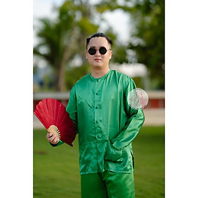 Áo lẻ bà ba nam phi bóng vàng đồng/ xanh dương/ đỏ đô/ trắng/ hồng sen/ xanh lá - Có áo bà ba nam lẻ Bigsize - Áo lẻ phi xanh lá