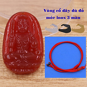 Mặt dây chuyền Bất động minh vương mã não đỏ 3.6 cm kèm vòng cổ dây dù đỏ, Phật bản mệnh, mặt dây chuyền phong thủy