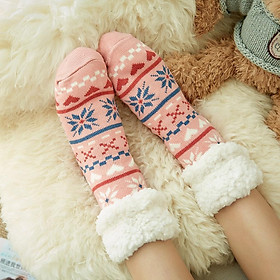 Womens Winter Socks Thermal Warm Soft Cozy Fuzzy Socks  Pink