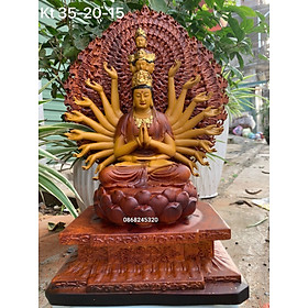 Mua TƯỢNG PHẬT THIÊN THỦ THIÊN NHÃN BẰNG GỖ HƯƠNG ĐÁ PU GIẢ CỔ KT 35×20×15CM
