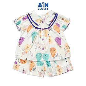 Bộ quần áo ngắn bé gái họa tiết Lê Tím cotton - AICDBGSVOX35 - AIN Closet