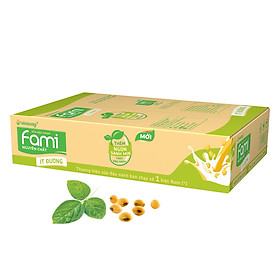 Thùng Sữa đậu nành Fami Nguyên Chất ít đường (200ml x 36 Hộp)