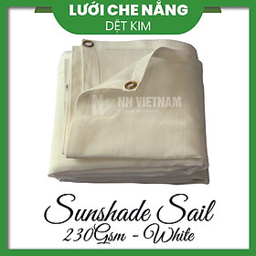 Lưới che nắng  HÀNG CAO CẤP  may viền khuy sẵn dùng che mát sân vườn, ban công - Màu trắng, kích thước 2x3m