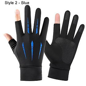 Găng tay lụa băng mùa hè unisex thể thao ngoài trời phân chia ngón tay in găng tay hai loại giao hàng kem chống nắng găng tay Color: Style 2 - Green