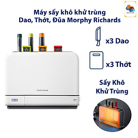 Bộ dao thớt khử khuẩn UV và sấy khô 70ºC Morphy Richards MR1001 tích hợp khay đựng đũa - Hàng Nhập Khẩu