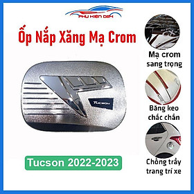Ốp nắp xăng Tucson 2022-2023 vân cacbon, mạ crom bảo vệ chống trầy trang trí ô tô