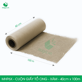MHP6X - 0.4x100m - CUỘN GIẤY TỔ ONG MÀU XÁM CHỐNG SỐC THAY THẾ BÓNG KHÍ XỐP HƠI ĐÓNG HÀNG