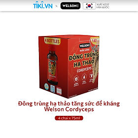 [H&B GIFTS] Nước uống Đông trùng hạ thảo giảm căng thẳng Welson Cordyceps 4 chai x 75ml