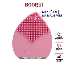 Máy rửa mặt mini massage BOORUI -1407: Silicone kháng khuẩn làm sạch sâu, tẩy da chết, làm đẹp da mặt, chông nước