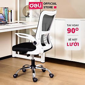 Ghế Xoay Văn Phòng Ngồi Làm Việc Công Thái Học Deli - Tay Gập Thông Minh, Có Ngả Lưng, Lưới Thoáng Khí, Chân Xoay Tiện Ích, Đệm Ghế Êm Aí - Phù Hợp Học Sinh, Văn Phòng, Game Thủ, Gaming - Hàng Chính Hãng