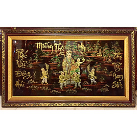Tranh sơn mài đắp phù điêu - mừng thọ ông bà