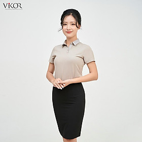 Áo thun POLO nữ cổ sơ mi VIKOR SMW02 nâu vải sợi cafe cao cấp, mềm mại, siêu mát hàng chính hãng