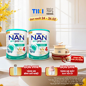 Bộ 2 lon Sữa bột NAN OPTIPRO PLUS 4 Nestle Bé 2-6 tuổi 1500g/lon Giúp tiêu hóa tốt
