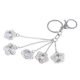 Pierced Camellia Key Chain Fashion Key Ring Handbag Pendant Decor Girs Gift